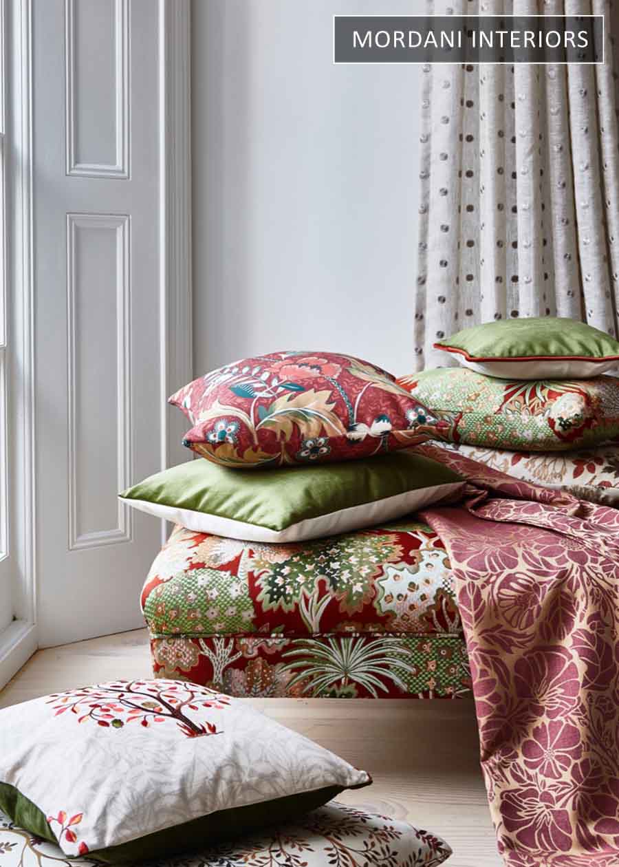 Red Tropical Printed Upholstery